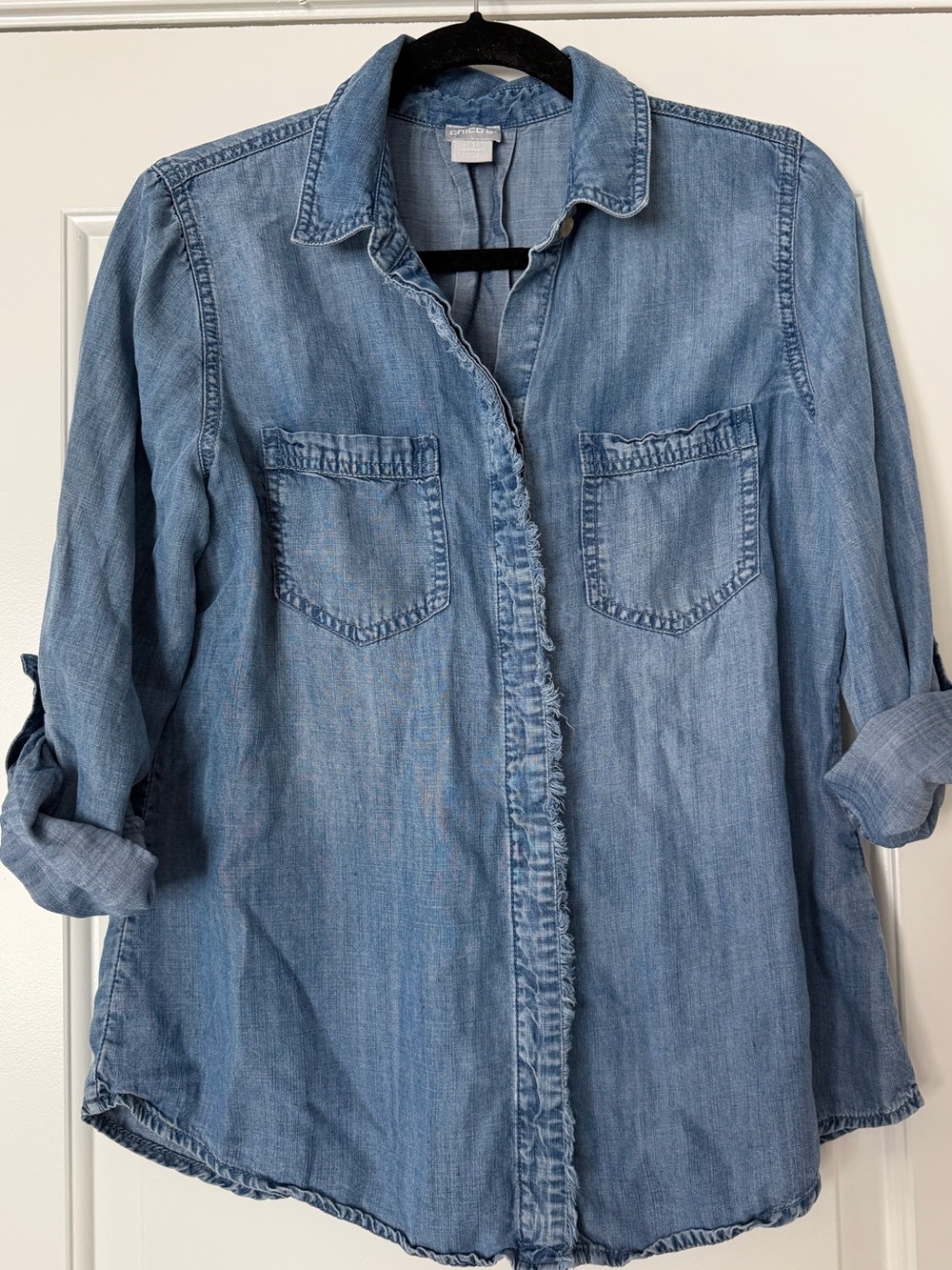 Chico’s denim tab sleeve shirt